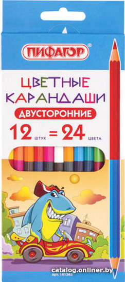 

Набор цветных карандашей Пифагор Веселая акула 181363 (12 цв)