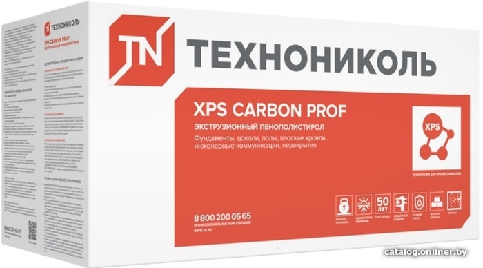 

Теплоизоляция ТехноНИКОЛЬ XPS Carbon Prof 1180x580 50 мм