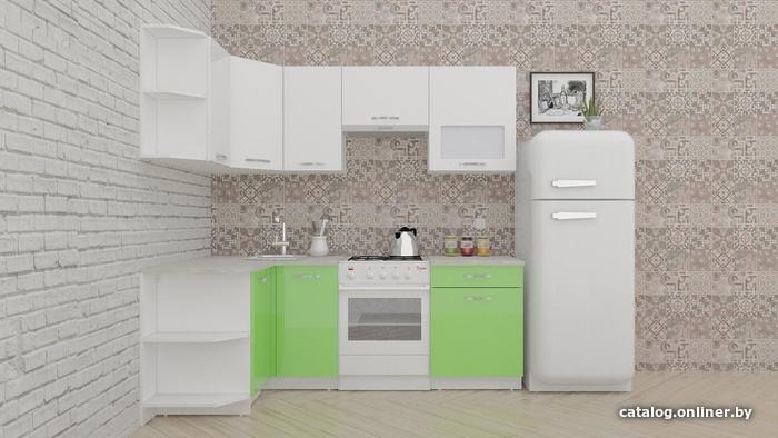 

Готовая кухня ВерсоМебель ЭкоЛайт-6 1.2x2.2 правая (белый/яблоко)