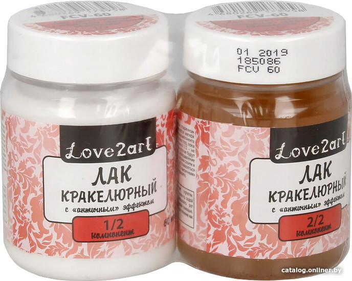 

Лак художественный Love2art кракелюрный c античным эффектом 2-комп. FCV-60 (2шт, 60 мл, прозрачный+белый)