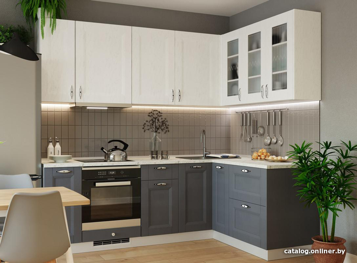 

Готовая кухня МК Стиль Chalet 2.3x1.6 м (ясень дип белый/графит структурный)