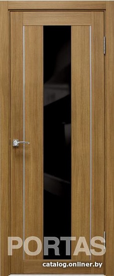 

Межкомнатная дверь Portas S25 90x200 (орех карамель, стекло lacobel черный лак)