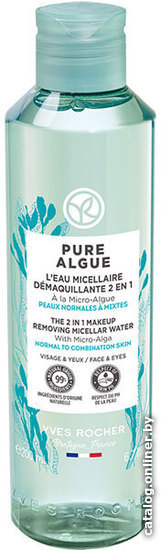 

Yves Rocher Pure Algue Мицеллярная вода д/снятия макияжа 2в1 с микроводорослями-д/норм.и комбинир.кожи 200 мл