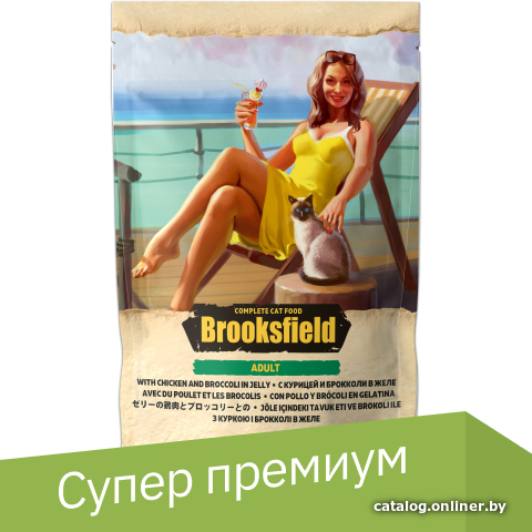 

Консервированный корм для кошек Brooksfield Adult курица и брокколи в желе 85 г