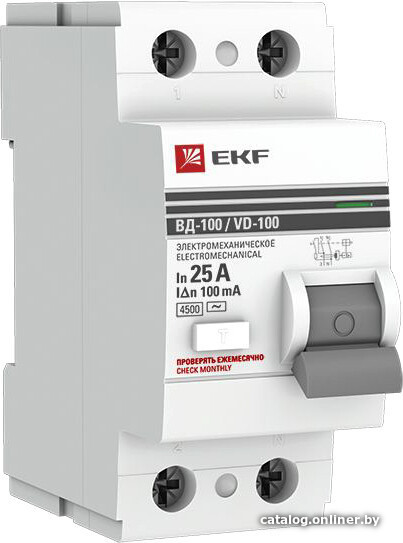 

Устройство защитного отключения EKF PROxima ВД-100 2P 25А 100мА elcb-2-25-100-em-pro
