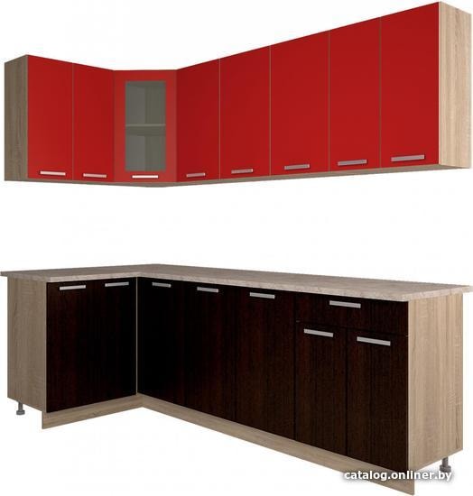 

Готовая кухня Интерлиния Мила 12x24 (красный/дуб венге)