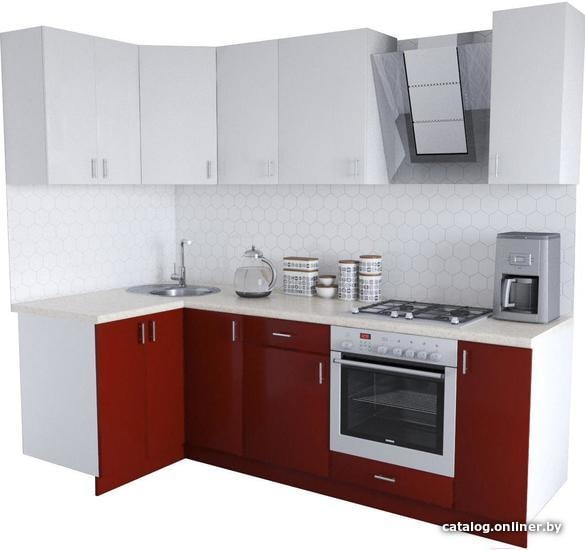 

Готовая кухня Хоум Лайн Кристалл Люкс 1200х2400 угловой (бургундский глянец/белый)