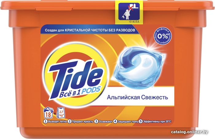 

Капсулы для стирки Tide Все в 1 Pods Альпийская свежесть (18х22.8 г)