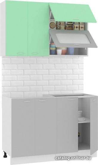 

Готовая кухня Кортекс-мебель Корнелия Мара 1.2м без столешницы (салатовый/серый)