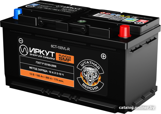 

Автомобильный аккумулятор Иркут 6CT-100VL-R SMF-L5EU (100 А·ч)