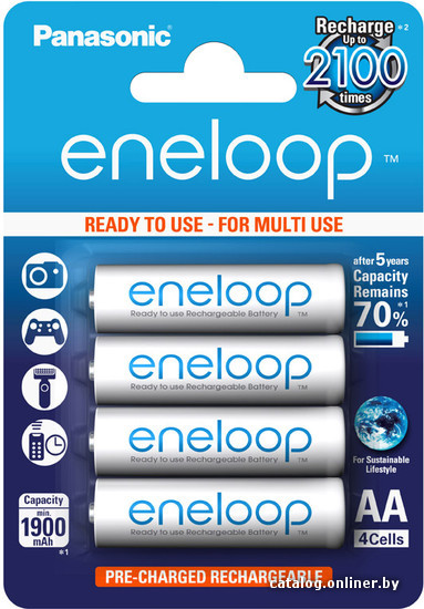 

Аккумулятор Panasonic Eneloop AA 1900mAh 4 шт. (BK-3MCCE/4BE)