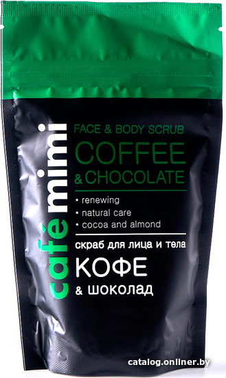 

Cafe Mimi Скраб для лица Сухой Кофе и шоколад Для лица и тела (150 г)