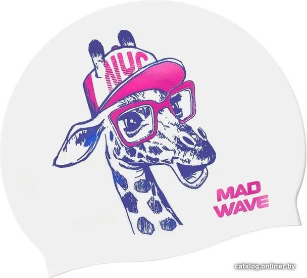 

Шапочка для плавания Mad Wave Giraffe (белый)