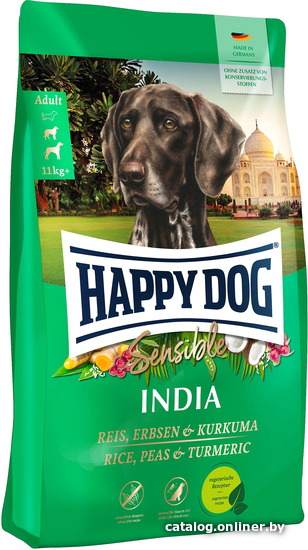 

Сухой корм для собак Happy Dog Sensible India рис, горох и куркума 2.8 кг