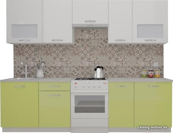 

Готовая кухня ВерсоМебель ЭкоЛайт-6 2.8 (белый/лайм)