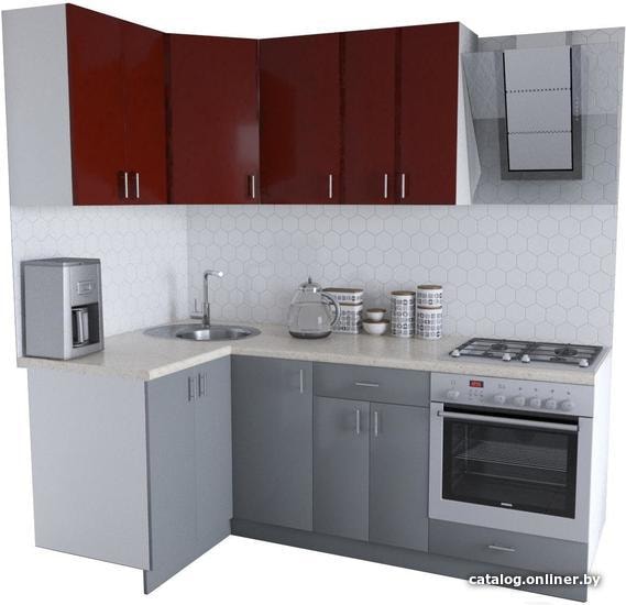 

Готовая кухня Хоум Лайн Кристалл Люкс 1200х2100 угловой (серый пыльный/бургундский гл.)
