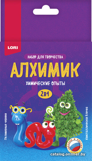 

Набор для опытов Lori Химические опыты 2 в 1 Полимерные червяки и крист. елочка Оп-063