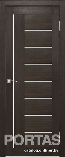

Межкомнатная дверь Portas S29 90x200 (орех шоколад, стекло lacobel белый лак)