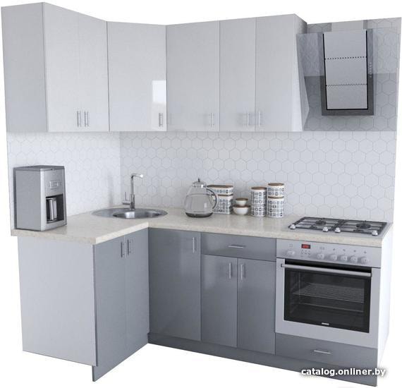 

Готовая кухня Хоум Лайн Кристалл Люкс 1200х2100 угловой (серый/белый)