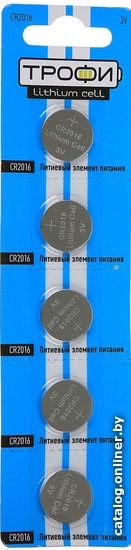 

Батарейка Трофи CR2016 5 шт.