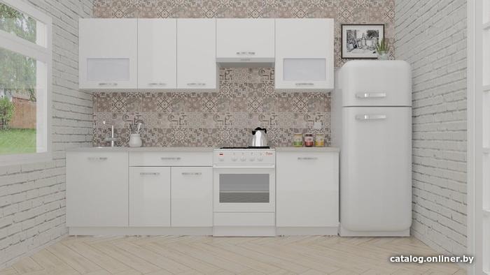

Готовая кухня ВерсоМебель ЭкоЛайт-5 2.5 (белый/белый)
