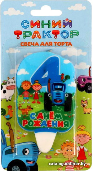 

Свеча для торта Чудо праздник Синий трактор Цифра 4 CC-81092-04-BT