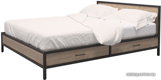 

Кровать Millwood Neo Loft KM-3/L 160x200 (дуб табачный Craft/металл черный)