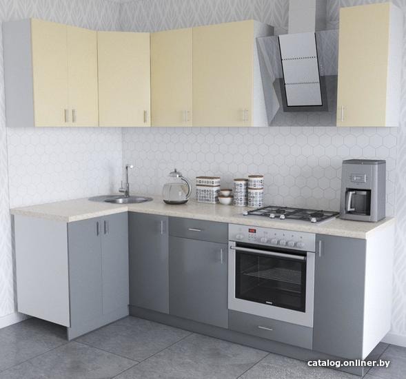 

Готовая кухня Хоум Лайн Кристалл Люкс 1200х2400 угловой (серый/ваниль глянец)