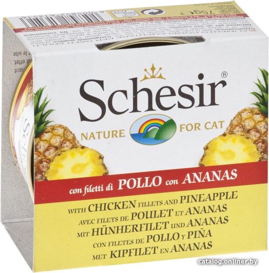 

Консервированный корм для кошек Schesir Chicken&Pineapple 75 г
