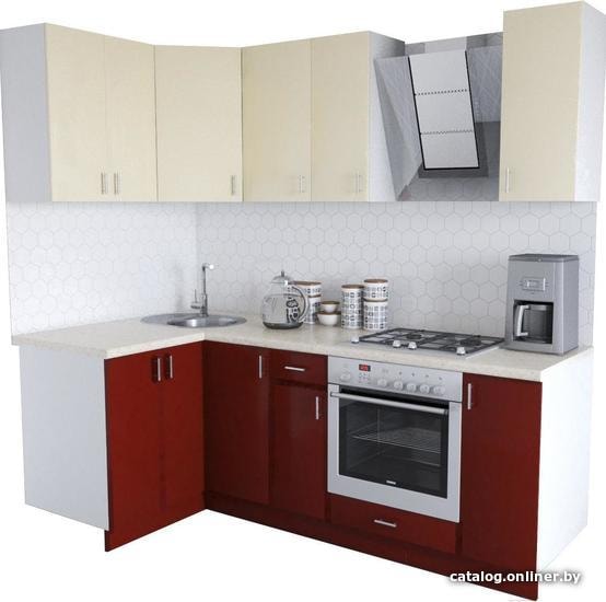 

Готовая кухня Хоум Лайн Кристалл Люкс 1200х2200 угловой (бургундский глянец/ванильный)