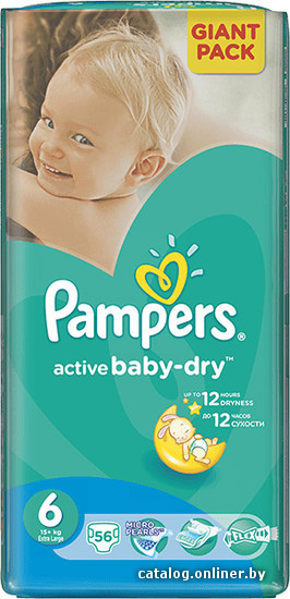 

Подгузники Pampers Active Baby-Dry 6 Extra Large (56 шт)