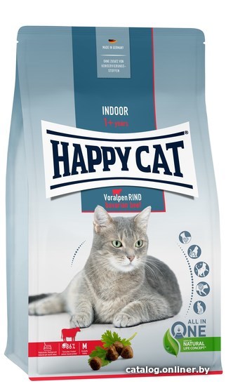 

Сухой корм для кошек Happy Cat Indoor 1+ Years Voralpen Rind Говядина 300 г