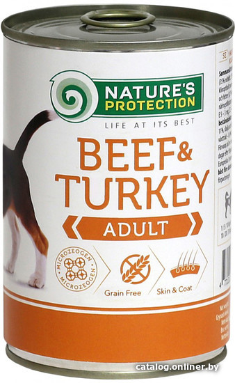 

Консервированный корм для собак Nature's Protection Adult Beef & Turkey 0.4 кг