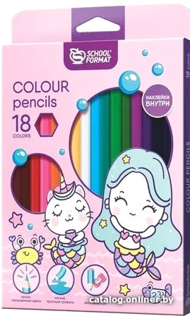 

Набор цветных карандашей Schoolformat Cute Mermaids КЦ18-МР (18 цв)