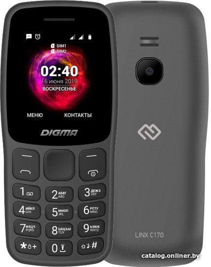 

Кнопочный телефон Digma Linx C170 (серый)