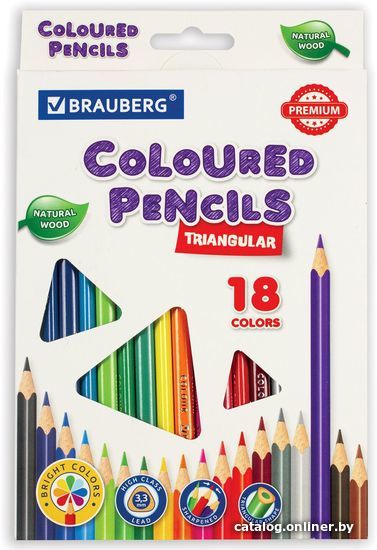 

Набор цветных карандашей BRAUBERG Premium 880560 (18 шт.)