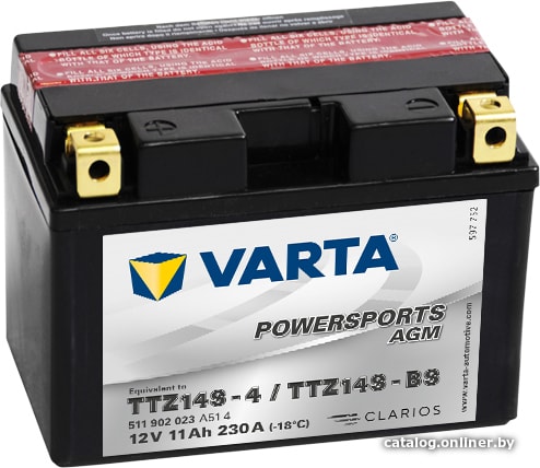 

Мотоциклетный аккумулятор Varta Powersport AGM TTZ14S-BS 511 902 023 (11 А·ч)