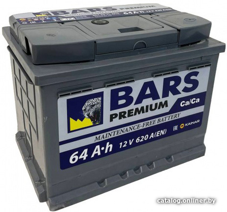 

Автомобильный аккумулятор BARS Premium 64 L+ (64 А·ч)