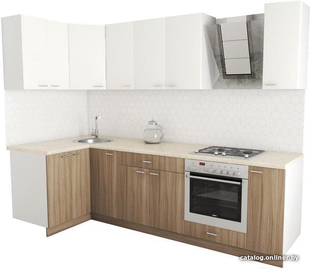 

Готовая кухня Хоум Лайн Луиза Люкс 1200x2700 угловой (древесина шорвуд/белый)