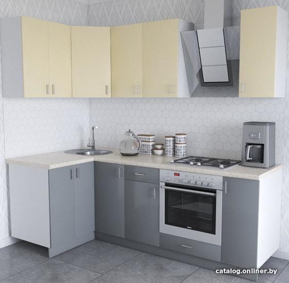 

Готовая кухня Хоум Лайн Кристалл Люкс 1200х2300 угловой (серый/ваниль глянец)