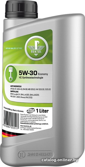 

Моторное масло Rektol 5W-30 Economy 1л