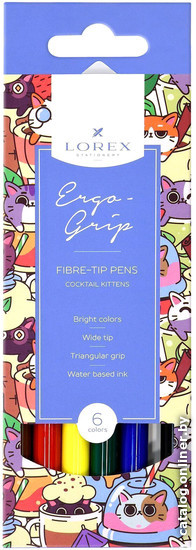 

Фломастеры Lorex Ergo-Grip Cocktail Kittens LXFPEG6-CK (6 цв)