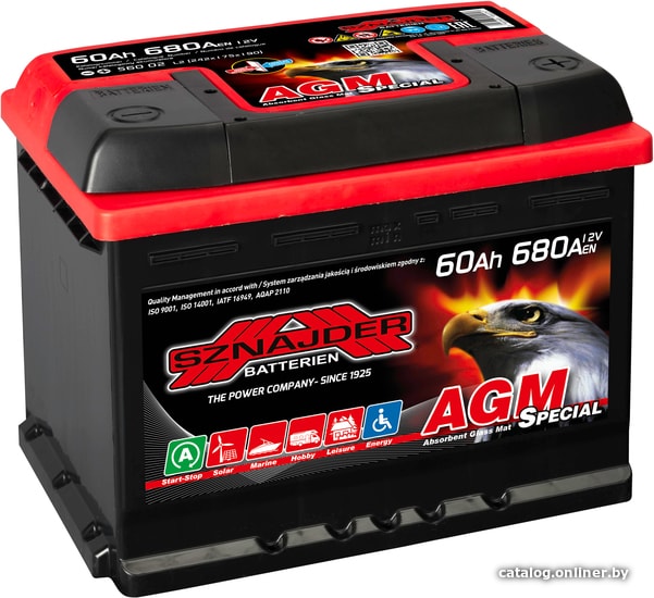 

Автомобильный аккумулятор Sznajder Special AGM 60 R (60 А·ч)