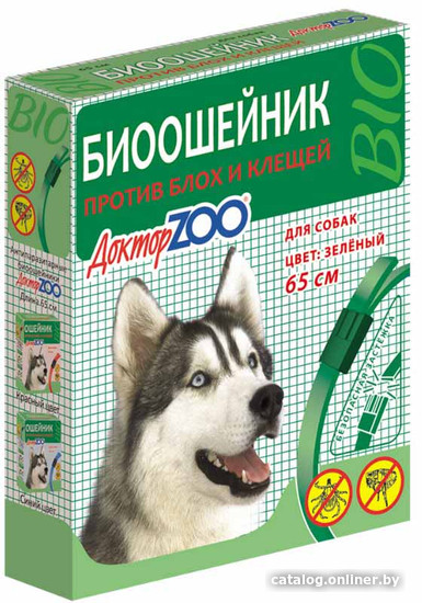 

Ошейник от блох и клещей Доктор ZOO Для собак от блох/клещей (65см, зеленый)