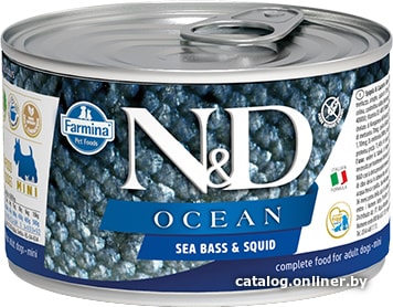 

Консервированный корм для собак Farmina N&D Ocean Sea Bass & Squid Adult Mini 140 г