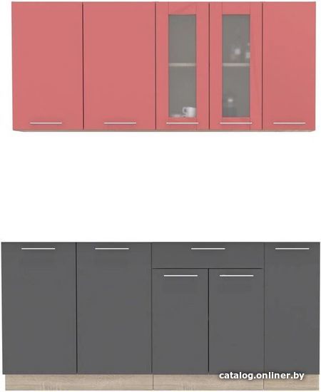 

Готовая кухня Интерлиния Мила 17 без столешницы (красный/антрацит)