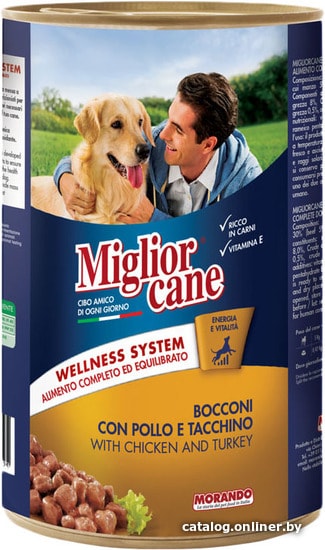 

Консервированный корм для собак Migliorcane Chunks with Chicken and Turkey 1.25 кг