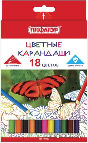 

Набор цветных карандашей Пифагор Бабочки 181352 (18 цв)