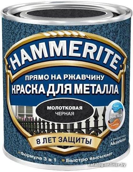 

Краска Hammerite по металлу молотковая 0.5 л (черный)