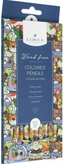 

Набор цветных карандашей Lorex Wood Free Cocktail Kittens LXCPWF12-CK (12 цв)